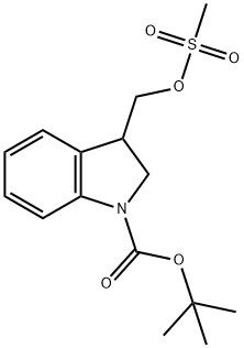 tert-butyl 3-(methylsulfonyloxymethyl)-2,3-dihydroindole-1-carboxylate Struktur