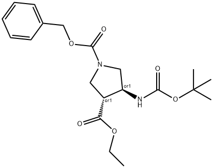 (3S,4R)-1-Benzyl3-ethyl4-(tert-butoxycarbonylaMino)pyrrolid
-ine-1,3-dicarboxylate Struktur