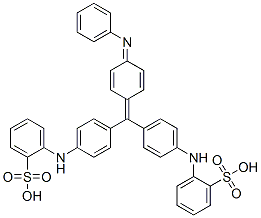 [[4-[[4-(phenylimino)-2,5-cyclohexadien-1-ylidene][4-[(sulphophenyl)amino]phenyl]methyl]phenyl]amino]benzenesulphonic acid  Struktur