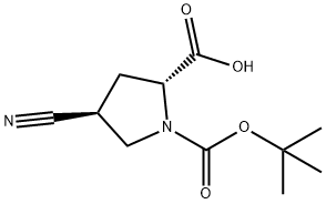 (2R,4S)-1-(tert-butoxycarbonyl)-4-cyanopyrrolidine-2-carboxylic acid Struktur