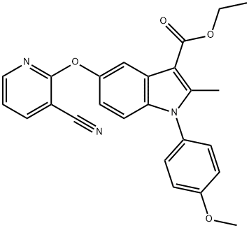 5-(3-Cyano-pyridin-2-yloxy)-1-(4-methoxy-phenyl)-2-methyl-
1H-indole-3-carboxylic acid ethyl ester Struktur