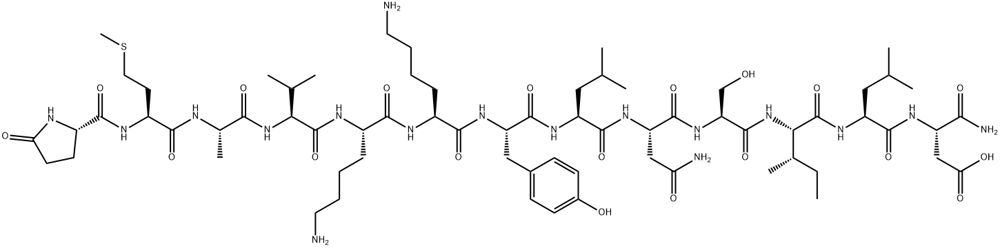 PYR-MET-ALA-VAL-LYS-LYS-TYR-LEU-ASN-SER-ILE-LEU-ASN-NH2 Structure