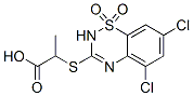 2-[(5,7-Dichloro-2H-1,2,4-benzothiadiazine 1,1-dioxide)-3-ylthio]propanoic acid Struktur