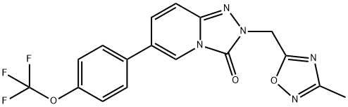 1,2,4-Triazolo[4,3-a]pyridin-3(2H)-one, 2-[(3-methyl-1,2,4-oxadiazol-5-yl)methyl]-6-[4-(trifluoromethoxy)phenyl]- Struktur