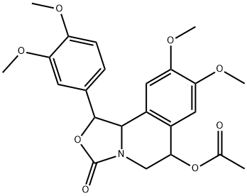 3H-Oxazolo[4,3-a]isoquinolin-3-one,  6-(acetyloxy)-1-(3,4-dimethoxyphenyl)-1,5,6,10b-tetrahydro-8,9-dimethoxy- Struktur