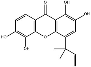 1,2,5,6-Tetrahydroxy-4-(1,1-dimethyl-2-propenyl)-9H-xanthene-9-one Struktur