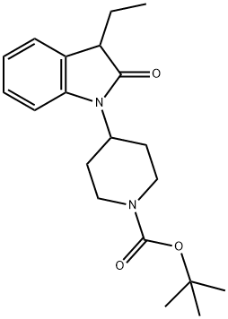 1-Piperidinecarboxylic acid, 4-(3-ethyl-2,3-dihydro-2-oxo-1H-indol-1-yl)-, 1,1-diMethylethyl ester Struktur