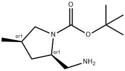 cis-1-Boc-2-aminomethyl-4-methylpyrrolidine Struktur