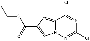 Ethyl 2,4-dichloropyrrolo[2,1-f]-[1,2,4]triazine-6-carboxylate Struktur