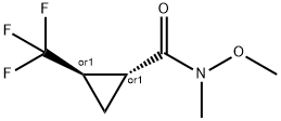 trans-N-methoxy-N-methyl-2-(trifluoromethyl)cyclopropanecarboxamide Struktur