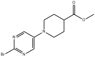 Piperidine-4-carboxylic acid, 1-(2-broMopyriMidin-5-yl)-, Methyl ester Struktur