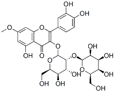 3-[(2S,3R,4R,5R,6R)-4,5-dihydroxy-6-(hydroxymethyl)-3-[(2S,3S,4S,5R,6R )-3,4,5-trihydroxy-6-(hydroxymethyl)oxan-2-yl]oxy-oxan-2-yl]oxy-2-(3,4 -dihydroxyphenyl)-5-hydroxy-7-methoxy-chromen-4-one Struktur