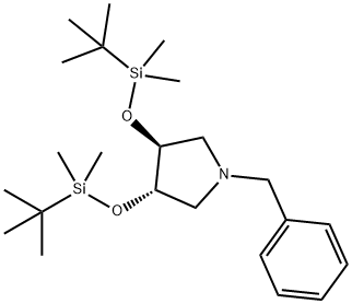 (3S,4S)-3,4-BIS[[(1,1-DIMETHYLETHYL)DIMETHYLSILYL]OXY]-1-(PHENYLMETHYL)-PYRROLIDINE Struktur