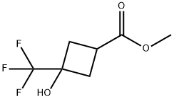 methyl 3-hydroxy-3-(trifluoromethyl)cyclobutane-1-carboxylate Struktur