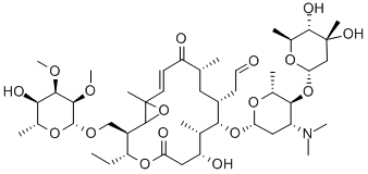 2-[(2E)-8-[5-(4,5-dihydroxy-4,6-dimethyl-oxan-2-yl)oxy-4-dimethylamino -6-methyl-oxan-2-yl]oxy-14-ethyl-10-hydroxy-15-[(5-hydroxy-3,4-dimetho xy-6-methyl-oxan-2-yl)oxymethyl]-1,5,9-trimethyl-4,12-dioxo-13,17-diox abicyclo[14.1.0]heptadec-2-en-7-yl]acetaldehyde Struktur