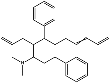 2-Allyl-N,N-dimethyl-4-(2,4-pentadien-1-yl)-3,5-diphenylcyclohexan-1-amine Struktur