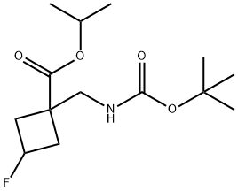 1-(Boc-aminomethyl)-3-fluorocyclobutanecarboxylic acid isopropyl ester Struktur