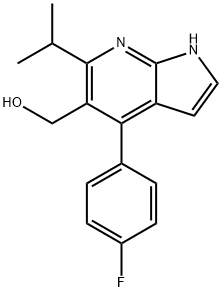 1H-Pyrrolo[2,3-b]pyridine-5-methanol, 4-(4-fluorophenyl)-6-(1-methylethyl)- Struktur