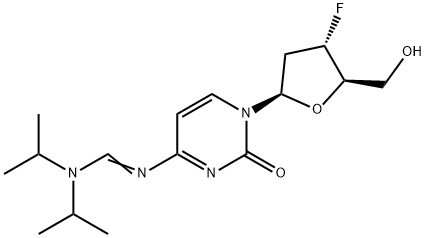 N4-((diisopropylamino)methylene)-3'-fluoro-2',3'-dideoxycytidine Struktur