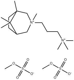 S,S'-dimethyl 1,3,8,8-tetramethyl-3-[3-(trimethylammonio)propyl]-3-azoniabicyclo[3.2.1]octane disulphate Struktur