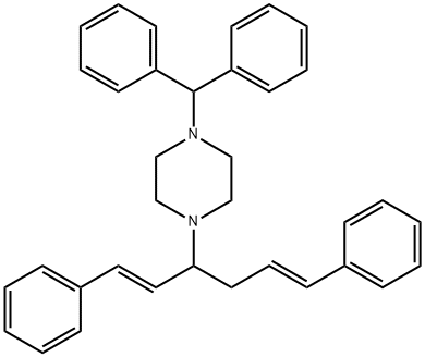 1-Benzhydryl-4-((1E,5E)-1,6-diphenylhexa-1,5-dien-3-yl)piperazine Struktur