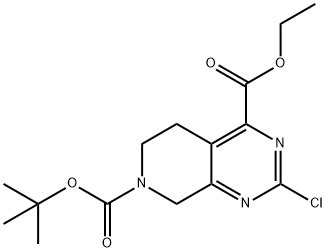 Ethyl 7-Boc-2-chloro-5,6,7,8-tetrahydropyrido-[4,3-d]pyrimidine-4-carboxylate Struktur