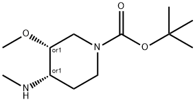 cis-1-Boc-4-methylamino-3-methoxypiperidine Struktur