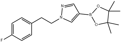 1H-Pyrazole, 1-[2-(4-fluorophenyl)ethyl]-4-(4,4,5,5-tetramethyl-1,3,2-dioxaborolan-2-yl)- Struktur