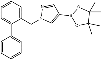 1H-Pyrazole, 1-([1,1'-biphenyl]-2-ylmethyl)-4-(4,4,5,5-tetramethyl-1,3,2-dioxaborolan-2-yl)- Struktur