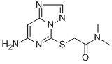 Acetamide, 2-((7-amino(1,2,4)triazolo(1,5-c)pyrimidin-5-yl)thio)-N,N-d imethyl- Struktur