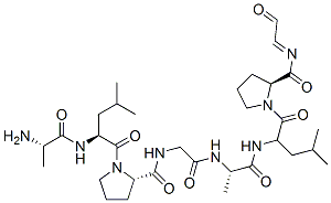 (2S)-1-[(2S)-2-[[(2S)-2-aminopropanoyl]amino]-4-methyl-pentanoyl]-N-[[ (1S)-1-[[(2S)-4-methyl-1-oxo-1-[(2S)-2-((E)-2-oxoethylidenecarbamoyl)p yrrolidin-1-yl]pentan-2-yl]carbamoyl]ethyl]carbamoylmethyl]pyrrolidine -2-carboxamide Struktur