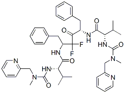 (2S)-N-[(2S,5S)-3,3-difluoro-5-[[(2S)-3-methyl-2-[(methyl-(pyridin-2-y lmethyl)carbamoyl)amino]butanoyl]amino]-4-oxo-1,6-diphenyl-hexan-2-yl] -3-methyl-2-[(methyl-(pyridin-2-ylmethyl)carbamoyl)amino]butanamide Struktur