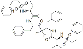 (2S)-N-[(2S,5S)-3,3-difluoro-5-[[(2S)-3-methyl-2-(2-pyridin-2-ylethyls ulfonylamino)butanoyl]amino]-4-oxo-1,6-diphenyl-hexan-2-yl]-3-methyl-2 -(2-pyridin-2-ylethylsulfonylamino)butanamide Struktur