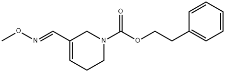 1(2H)-Pyridinecarboxylic acid, 3,6-dihydro-5-((methoxyimino)methyl)-,  2-phenylethyl ester, (E)- Struktur