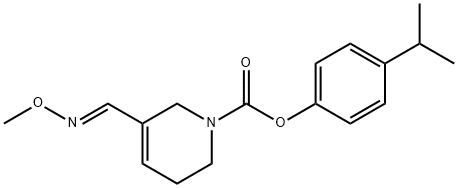 1(2H)-Pyridinecarboxylic acid, 3,6-dihydro-5-((methoxyimino)methyl)-,  4-(1-methylethyl)phenyl ester, (E)- Struktur