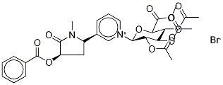 trans-3'-Benzoyloxy Cotinine 2,3,4-Tri-O-acetyl-N-β-D-glucuronide Methyl Ester BroMide Struktur