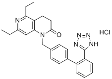 5,7-DIETHYL-3,4-DIHYDRO-1-[[2'-(1H-TETRAZOL-5-YL)[1,1'-BIPHENYL]-4-YL]METHYL]-1,6-NAPHTHYRIDIN-2(1H)-ONE HYDROCHLORIDE Struktur