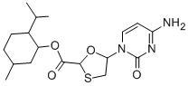 5-(4-Amino-2-oxo-1(2H)-pyrimidinyl)-1,3-oxathiolane-2-carboxylic acid 5-methyl-2-(1-methylethyl)cyclohexyl ester Struktur