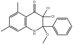 4(1H)-Quinolinone,  3,3-dichloro-2,3-dihydro-2-methoxy-5,7-dimethyl-2-phenyl- Struktur