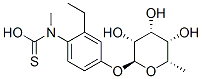 [[2-ethyl-4-[(2S,3R,4R,5S,6S)-3,4,5-trihydroxy-6-methyl-oxan-2-yl]oxy- phenyl]methylamino]methanethioic acid Struktur