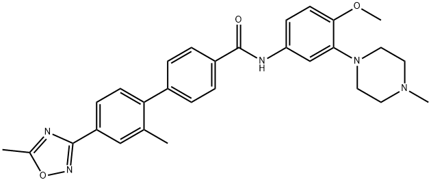 N-[4-METHOXY-3-(4-METHYLPIPERAZIN-1-YL)-PHENYL]-4-[2-METHYL-4-(5-METHYL-1,2,4-OXADIAZOL-3-YL)PHENYL]BENZAMIDE Struktur