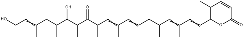 6-[(1E,3E,7E,9E,17E)-14,19-dihydroxy-3,5,9,11,13,15,17-heptamethyl-12- oxo-nonadeca-1,3,7,9,17-pentaenyl]-5-methyl-5,6-dihydropyran-2-one Struktur