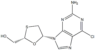 2-amino-6-chloro-9-(2-(hydroxymethyl)-1,3-oxathiolan-5-yl)purine Struktur