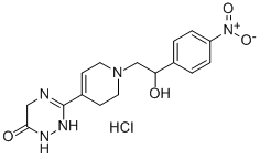 1,2,4-Triazin-6(1H)-one, 2,5-dihydro-3-(1,2,3,6-tetrahydro-1-(2-hydrox y-2-(4-nitrophenyl)ethyl)-4-pyridinyl)-, hydrochloride Struktur