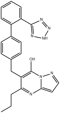 5-Propyl-6-((2'-(1H-tetrazol-5-yl)(1,1'-biphenyl)-4-yl)methyl)pyrazolo(1,5-a)pyrimidin-7-ol dihydrate Struktur