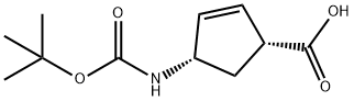 (+)-(1R,4S)-N-BOC-4-AMINOCYCLOPENT-2-ENECARBOXYLIC ACID Struktur