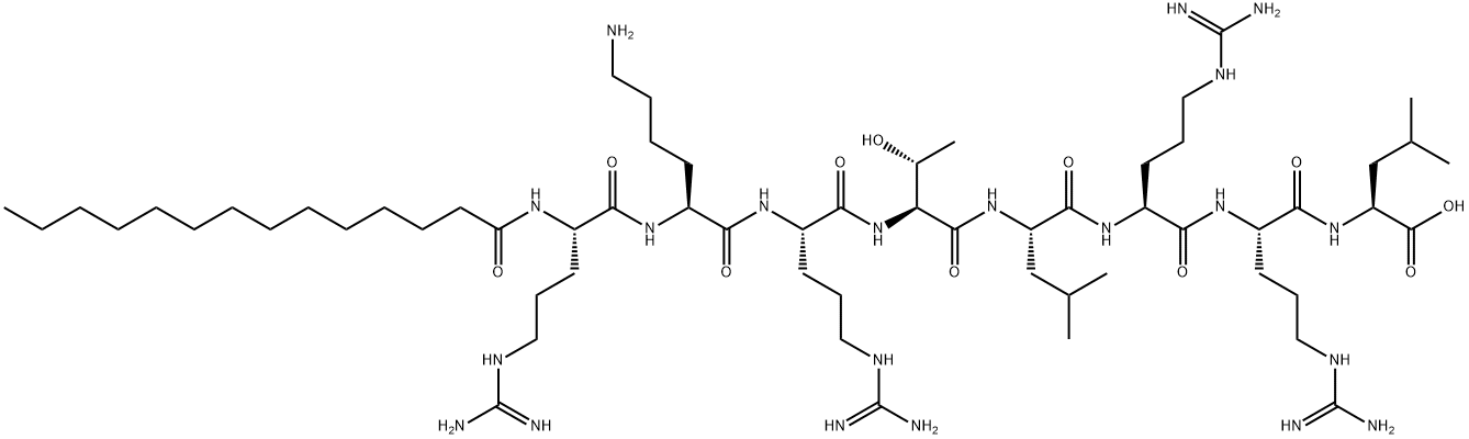 MYRISTOYL-ARG-LYS-ARG-THR-LEU-ARG-ARG-LEU-OH Struktur