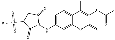 sulfosuccinimidyl 7-amino-4-methylcoumarin-3-acetate Struktur