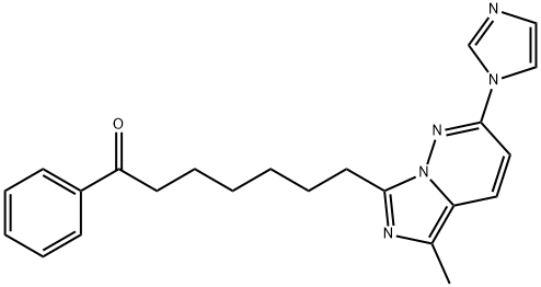 7-(2-(1H-imidazol-1-yl)-5-methylimidazo(1,5-b)pyridazin-7-yl)-1-phenyl-1-heptanone Struktur