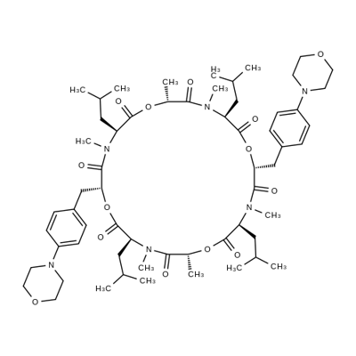 Cyclo(.alpha.R)-.alpha.-hydroxy-4-(4-morpholinyl)benzenepropanoyl-N-methyl-L-leucyl-(2R)-2-hydroxypropanoyl-N-methyl-L-leucyl-(.alpha.R)-.alpha.-hydroxy-4-(4-morpholinyl)benzenepropanoyl-N-methyl-L-leucyl-(2R)-2-hydroxypropanoyl-N-methyl-L-leucyl Structure